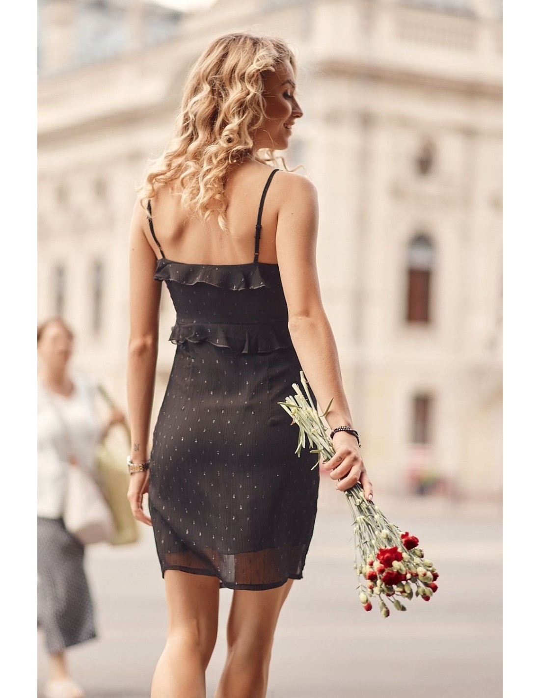 Charming dress with ruffles, black PR32120 - Online store - Boutique